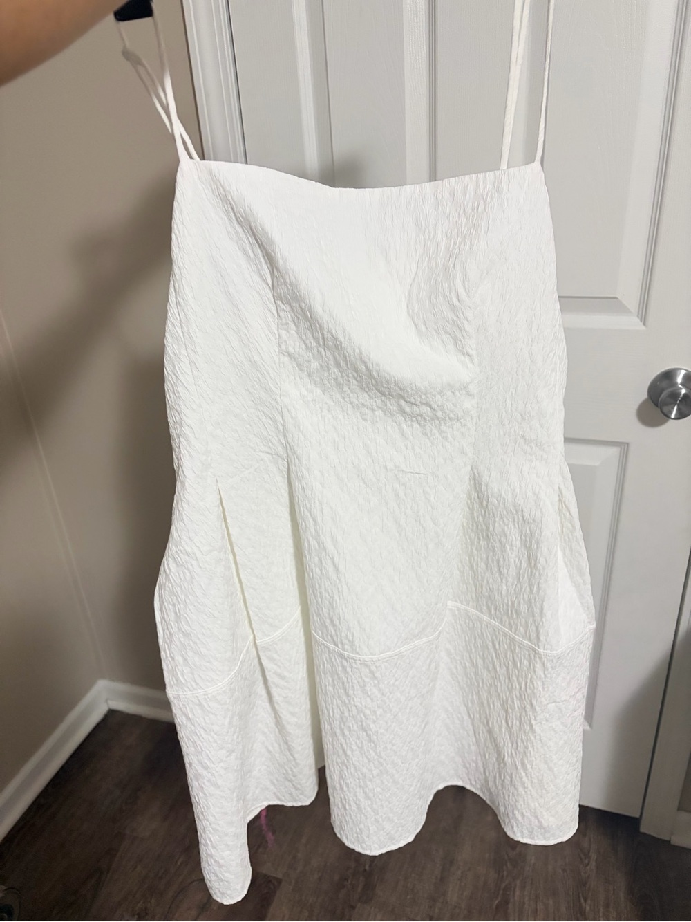 H&M White Textured Midi Dress